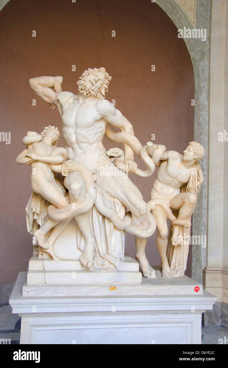 Laocoon and his sons sculpture in a museum, Vatican Museums, Vatican City Stock Photo