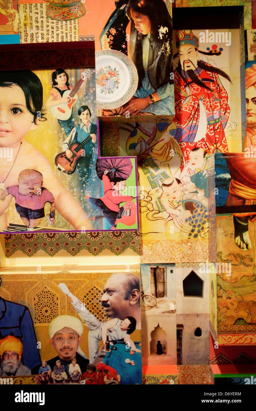 Collection of paper boxes decorated with Asian influenced illustrations ...