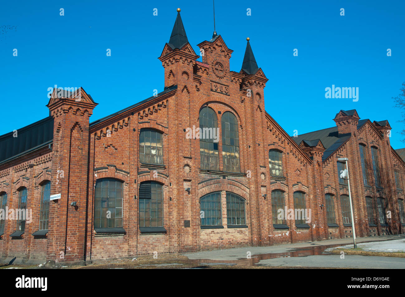 Red brick industrial buildings (1903) of Rosenlew factory Pori Finland Europe Stock Photo