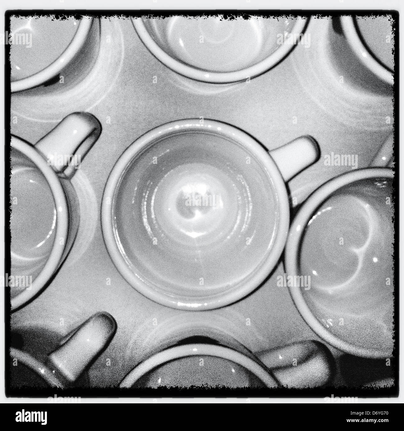 Close up of diner coffee mugs - Smartphone Captured Stock Image