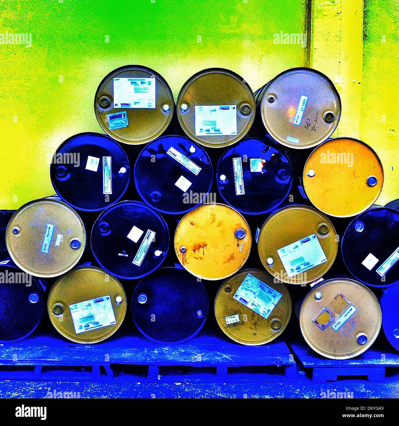 Stack of industrial barrels Stock Photo Alamy