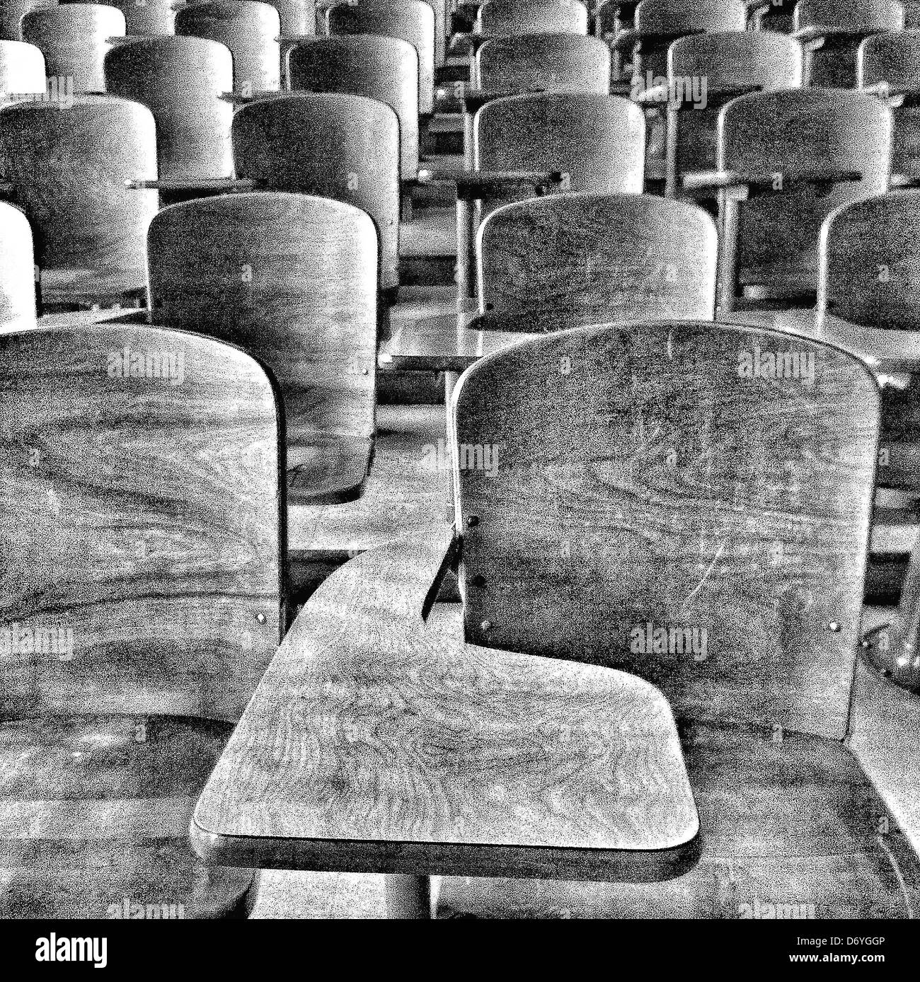 Wooden chairs in classroom Stock Photo