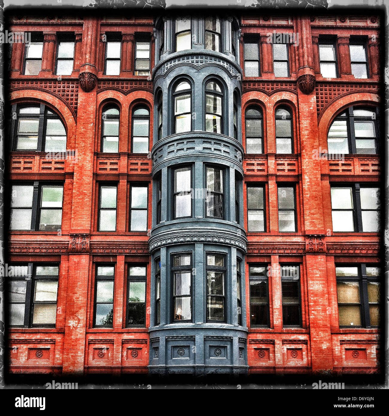 Ornate building exterior, Seattle, Washington, United States - Smartphone Captured Stock Image