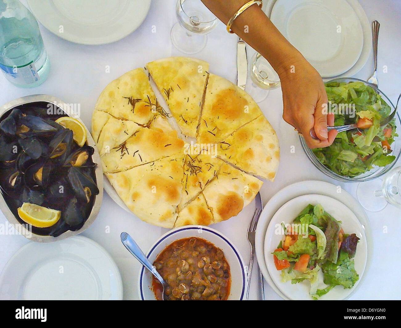Healthy Italian food on table - Smartphone Captured Stock Image