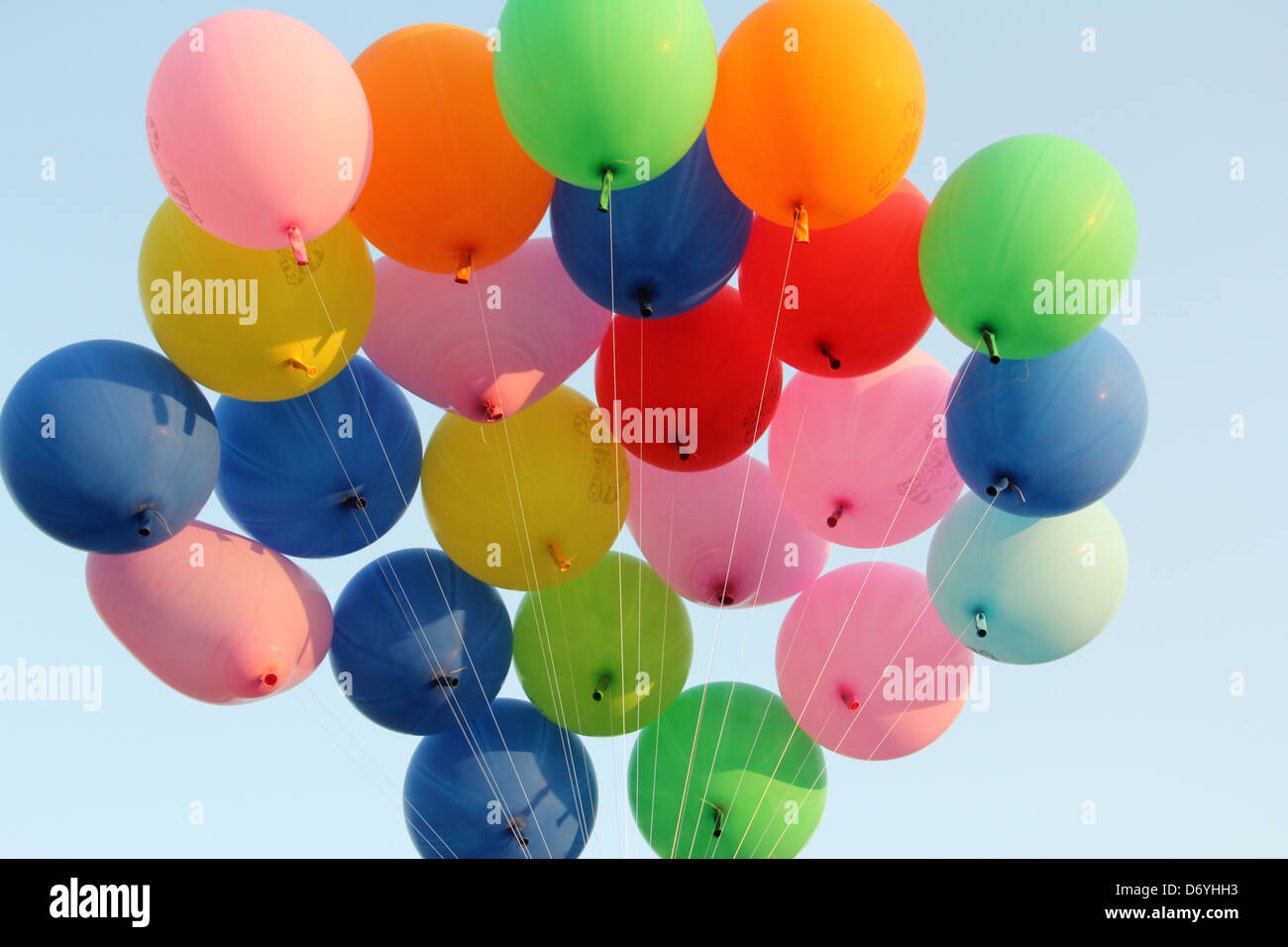 balloons on blue sky Stock Photo