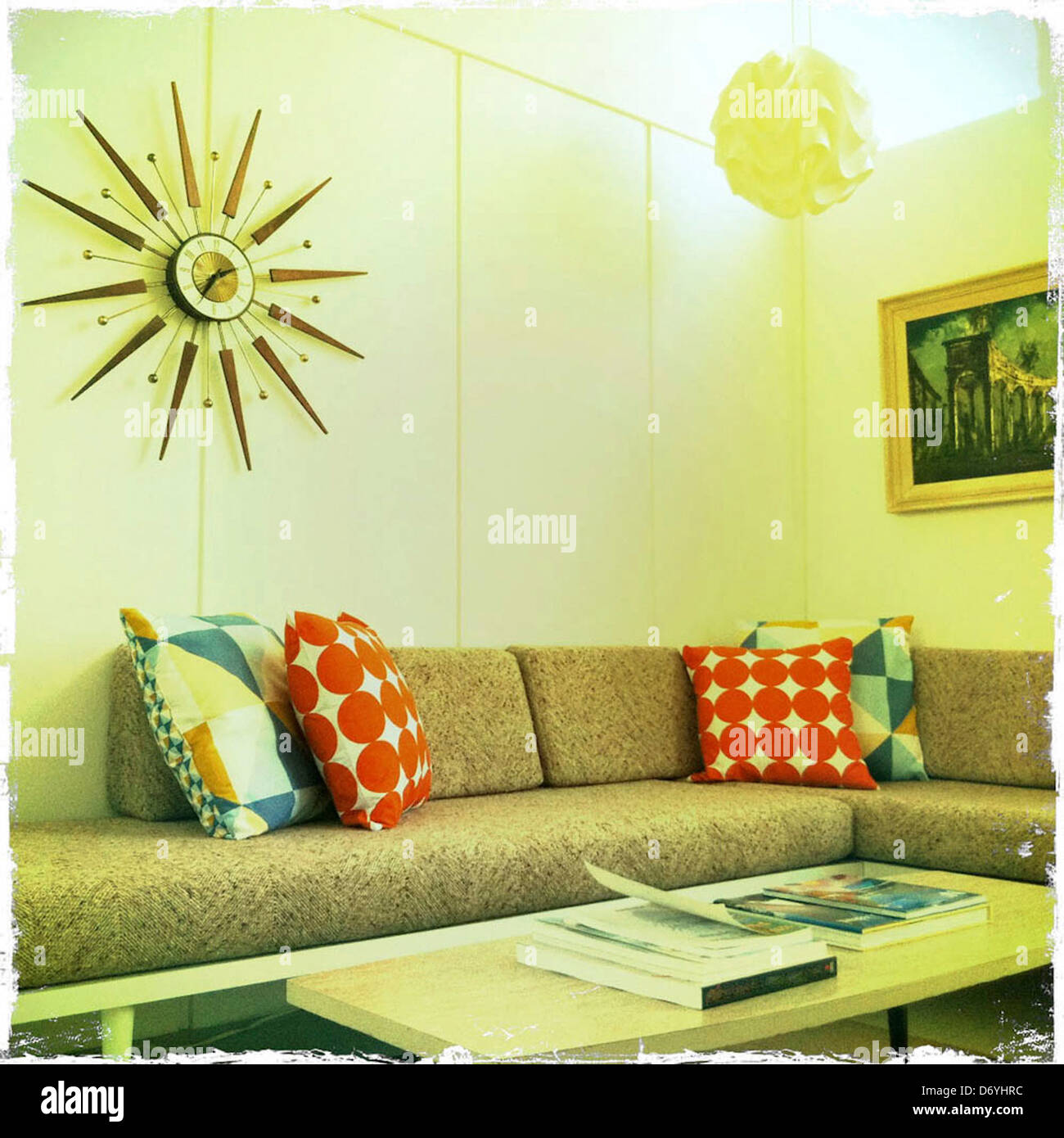 Living room decorated in retro style - Smartphone Captured Stock Image