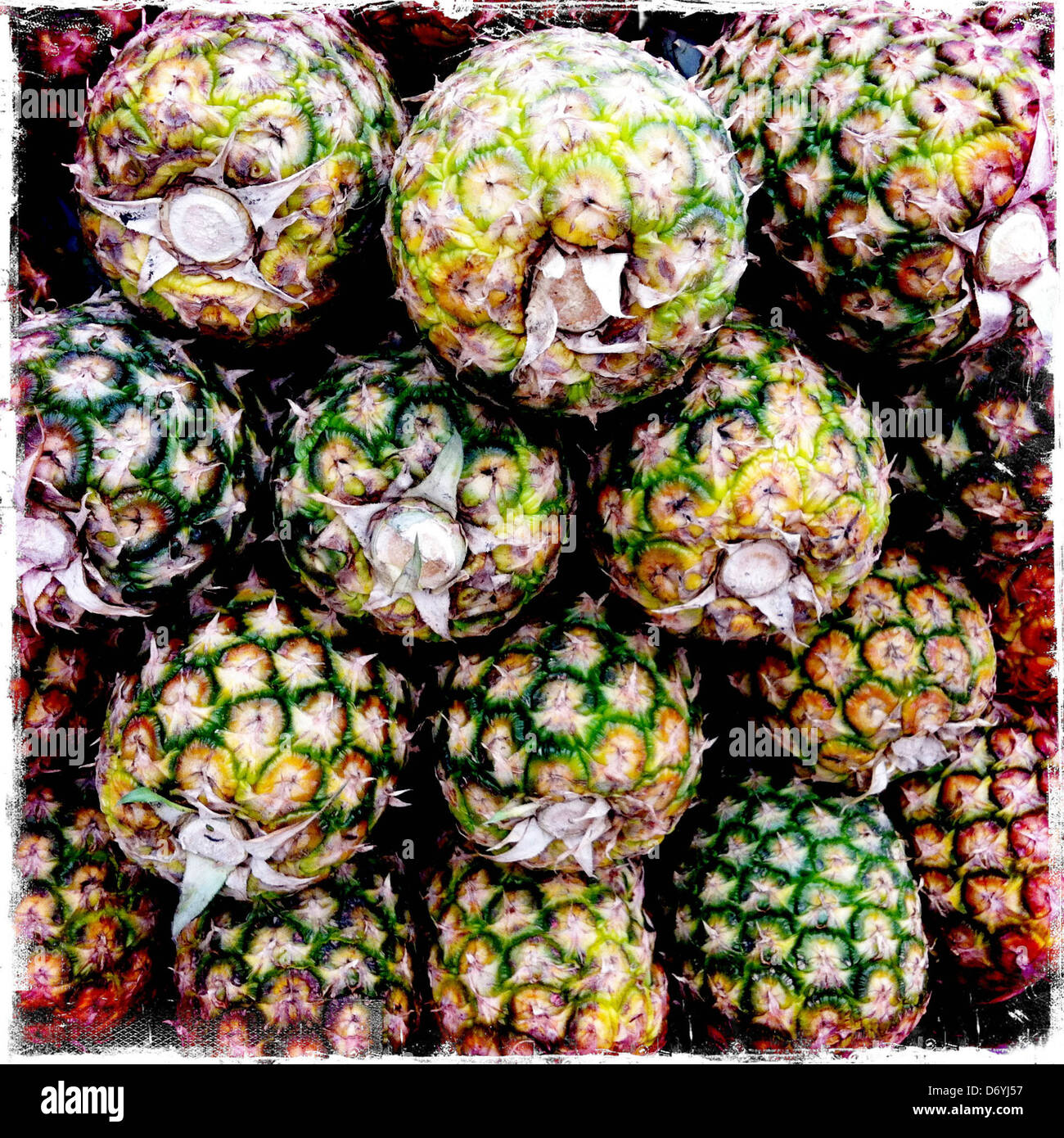 Close up of pineapples - Smartphone Captured Stock Image