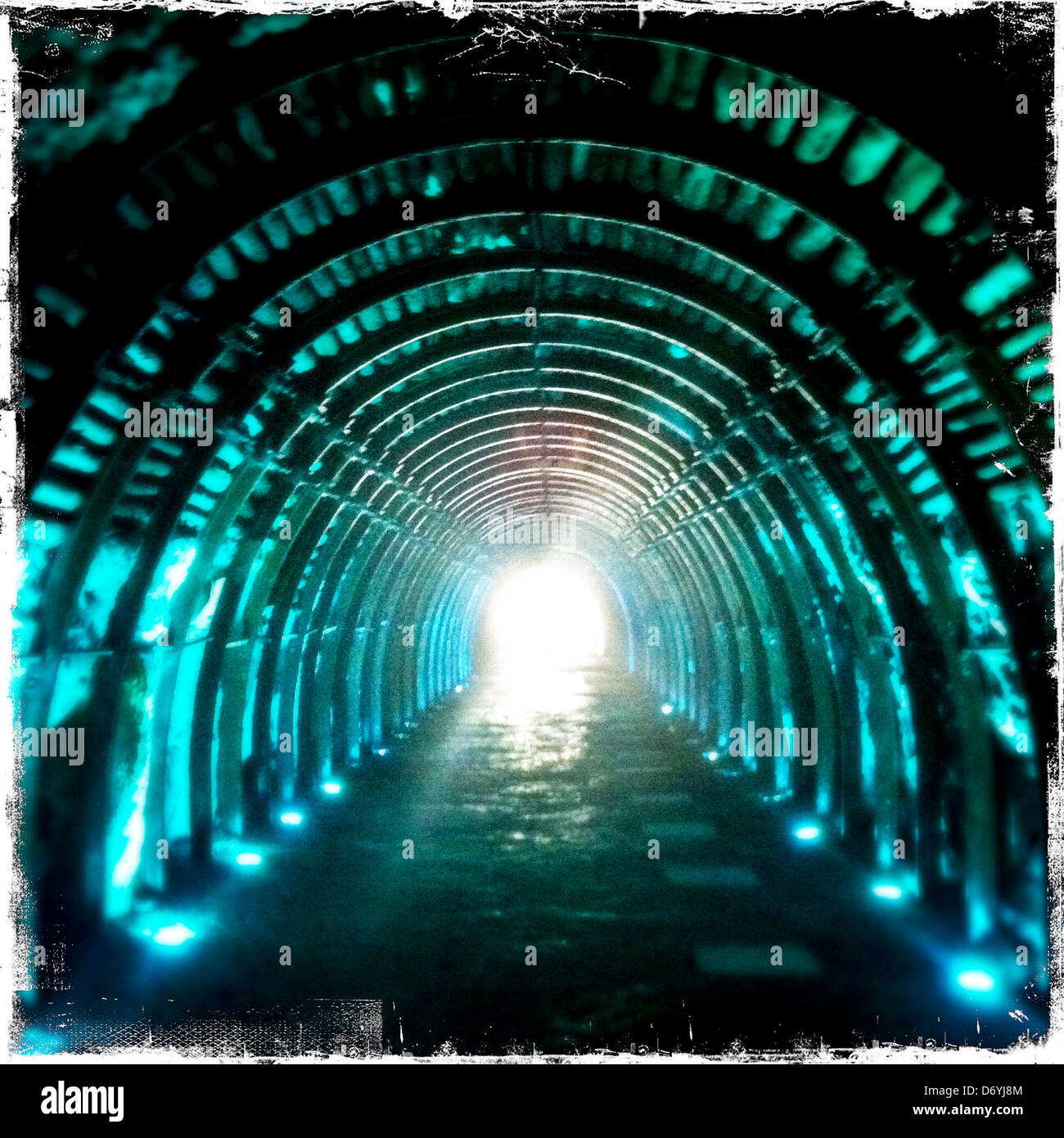 Light shining through tunnel, Zipaquira, Cundinamarca, Colombia - Smartphone Captured Stock Image