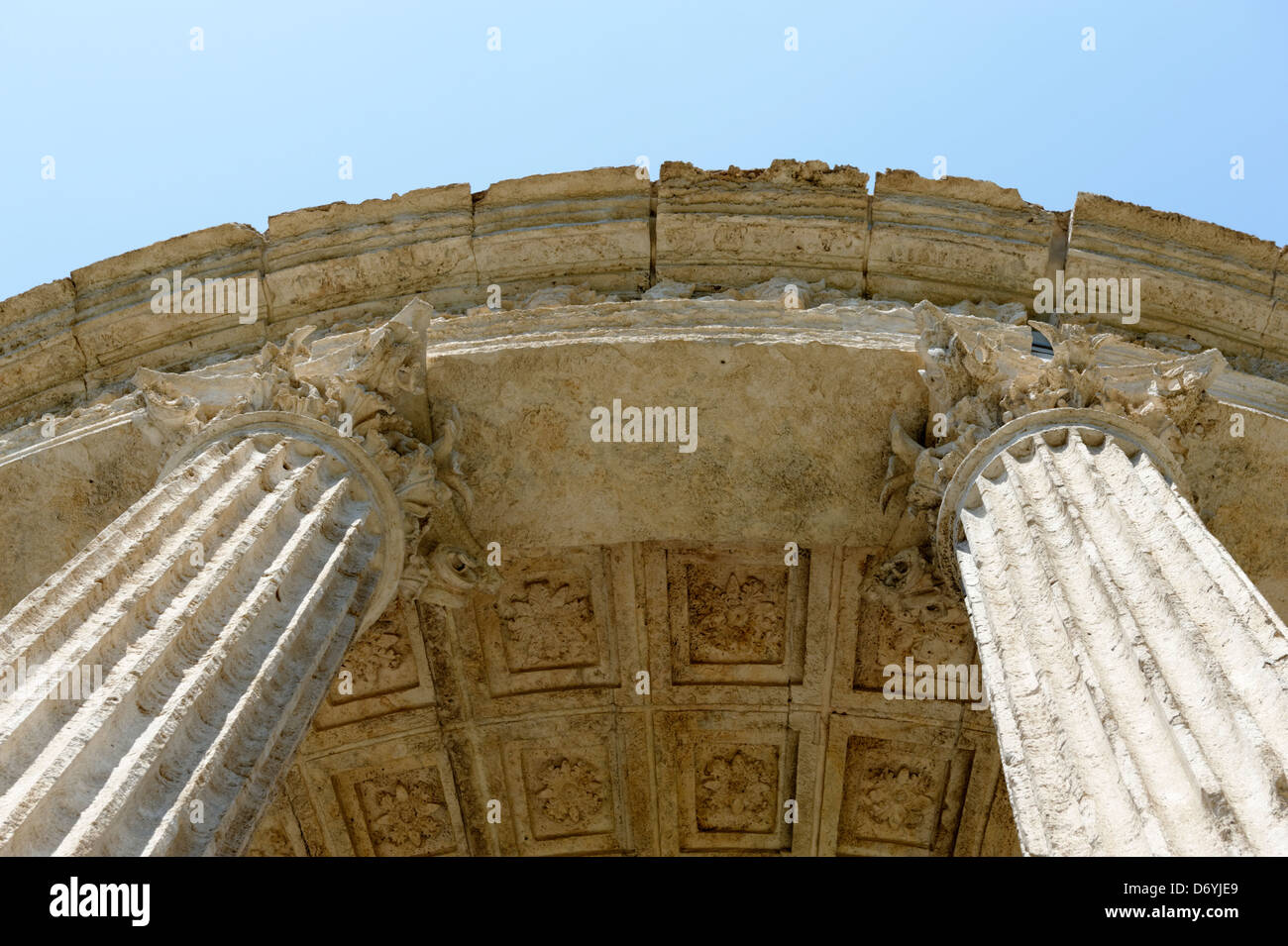 Parco Villa Gregoriana. Tivoli. Italy. View of the Roman Temple of Vesta panoramically located on the acropolis overlooking the Stock Photo