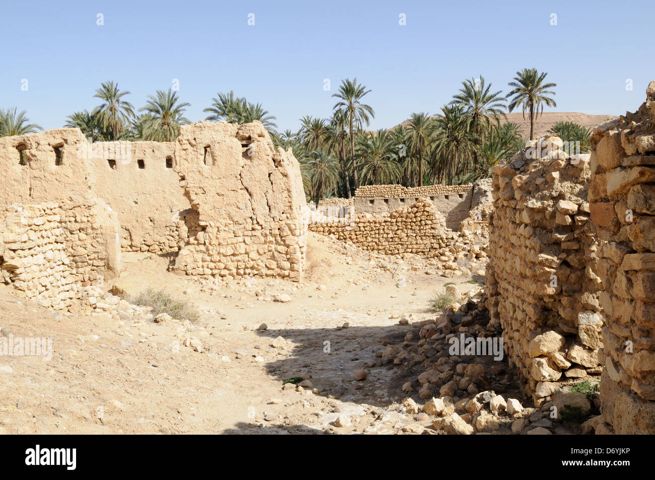 Part of the ruined oasis town of  Mides  Tunisia Stock Photo