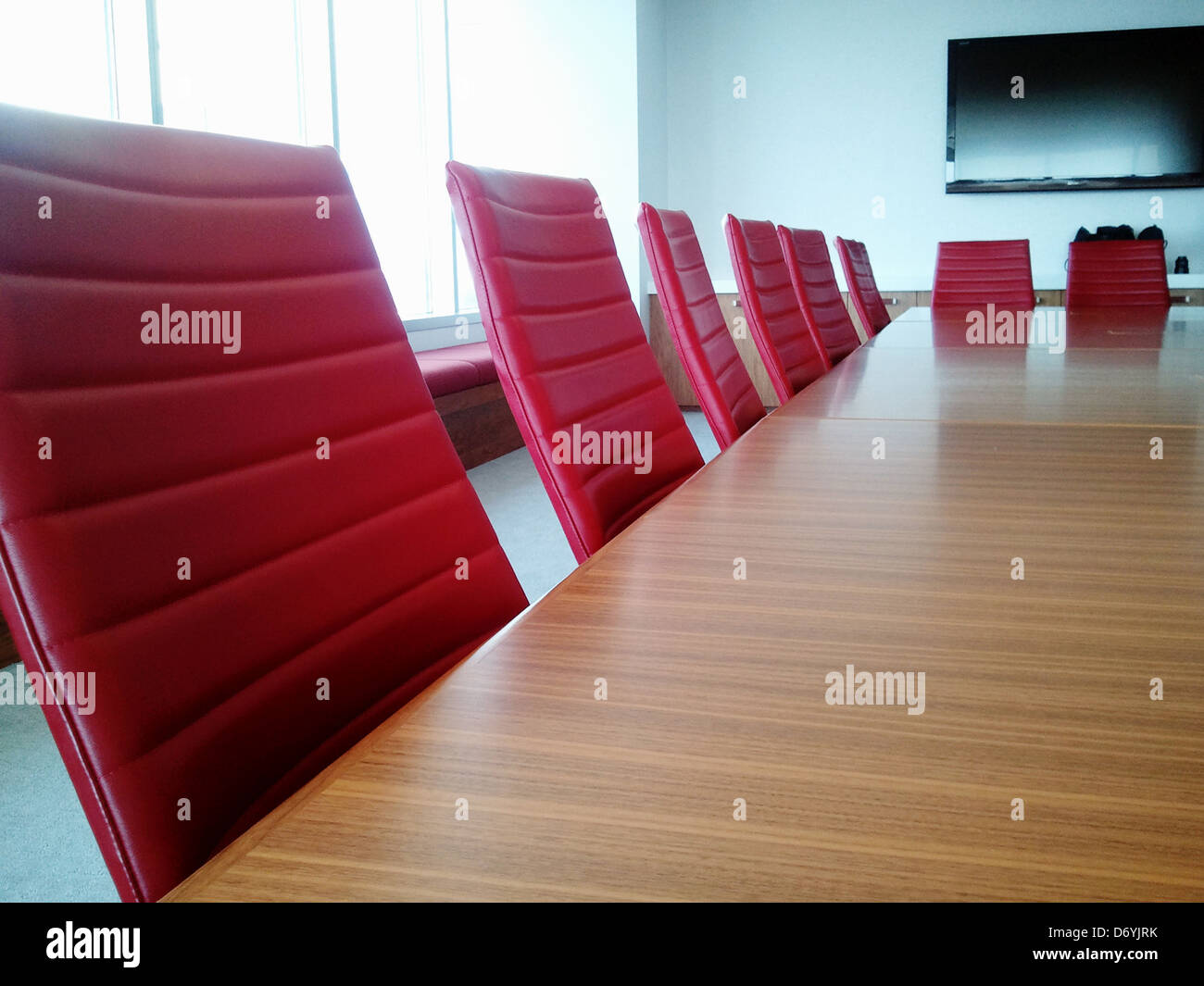 Red chairs in office conference room - Smartphone Captured Stock Image