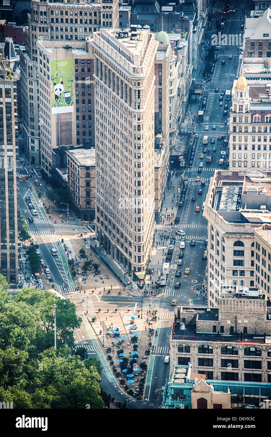 An aerial view of the famous Flatiron building in Manhattan, New York City. Stock Photo