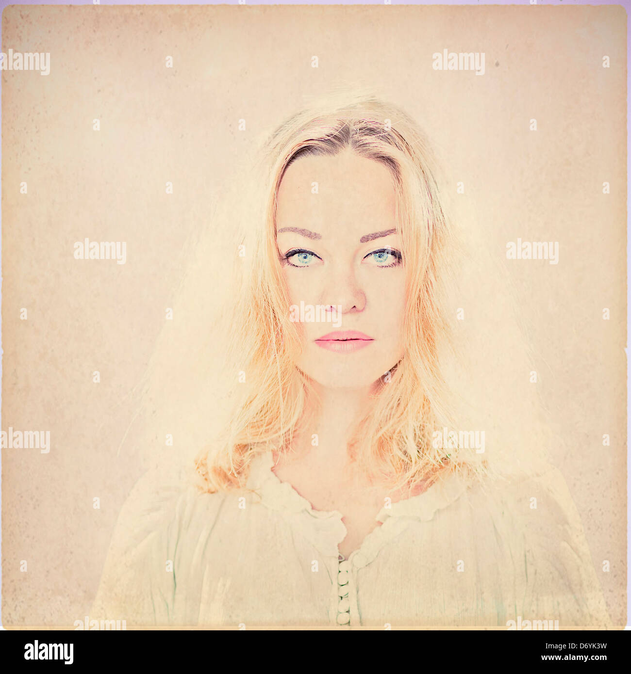 Serious Caucasian woman - Smartphone Captured Stock Image