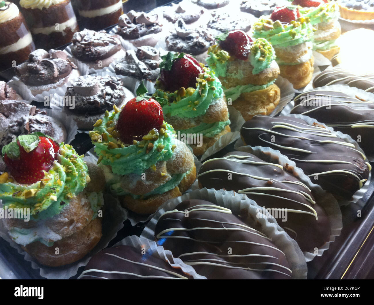 Close up of desserts for sale - Smartphone Captured Stock Image