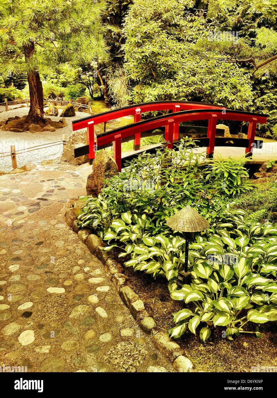 Footbridge over creek in park - Smartphone Captured Stock Image