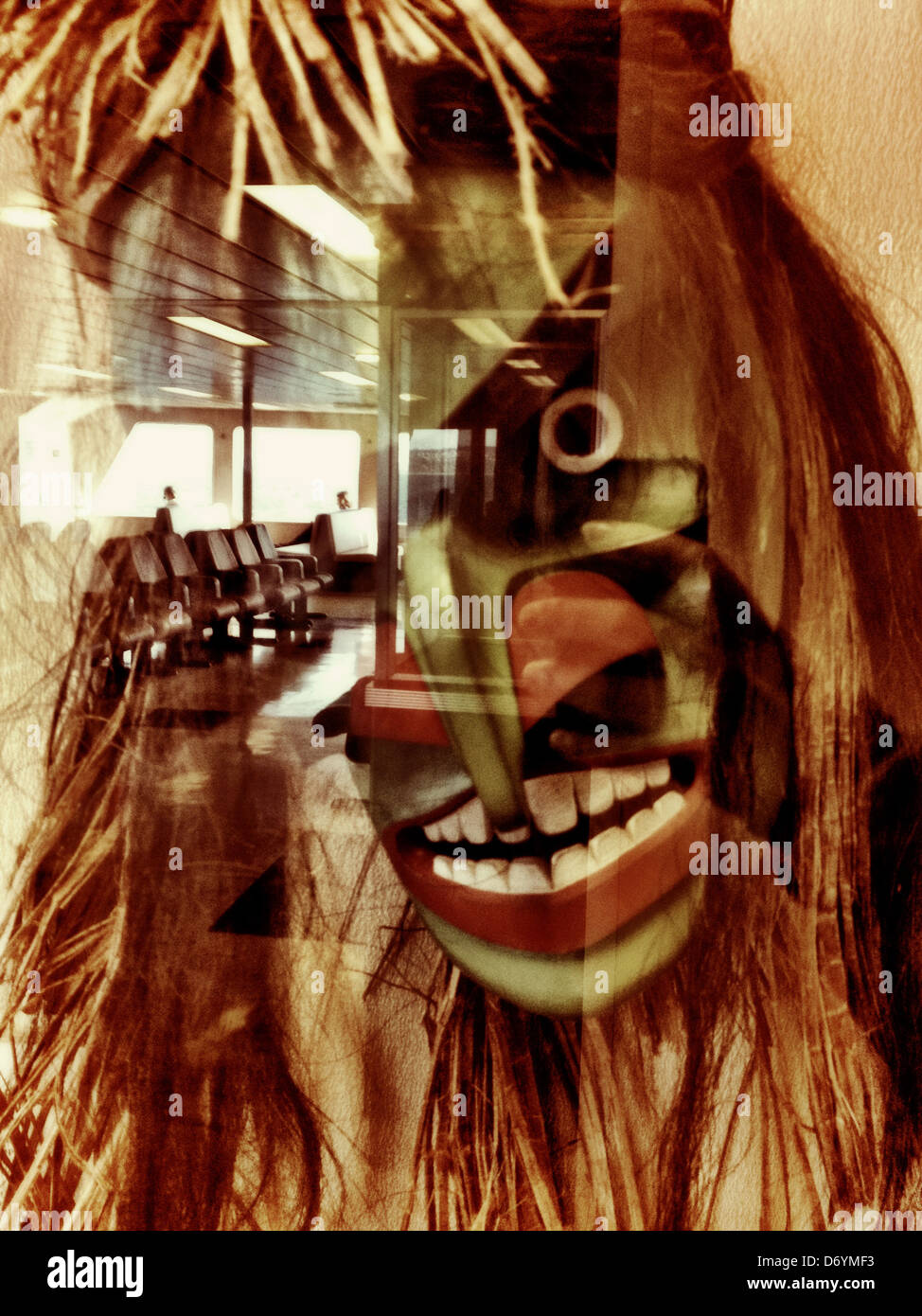 Mask reflected in window - Smartphone Captured Stock Image