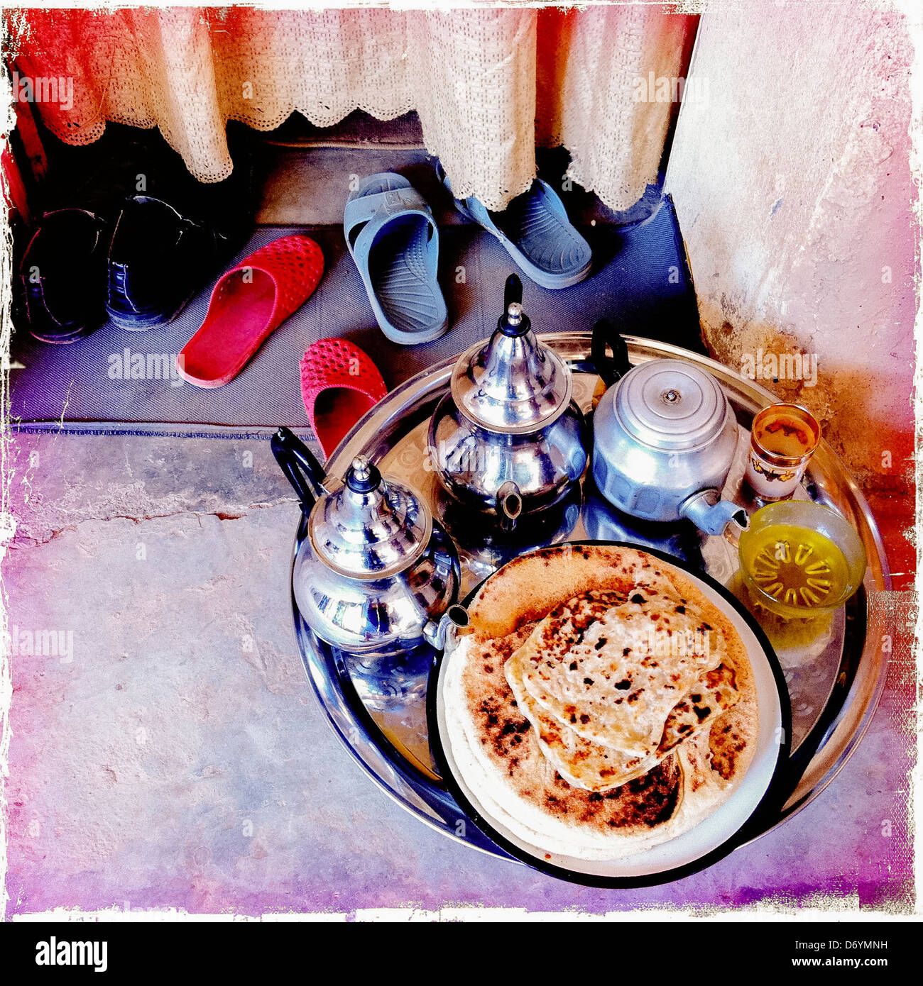 Tray of tea and snacks - Smartphone Captured Stock Image