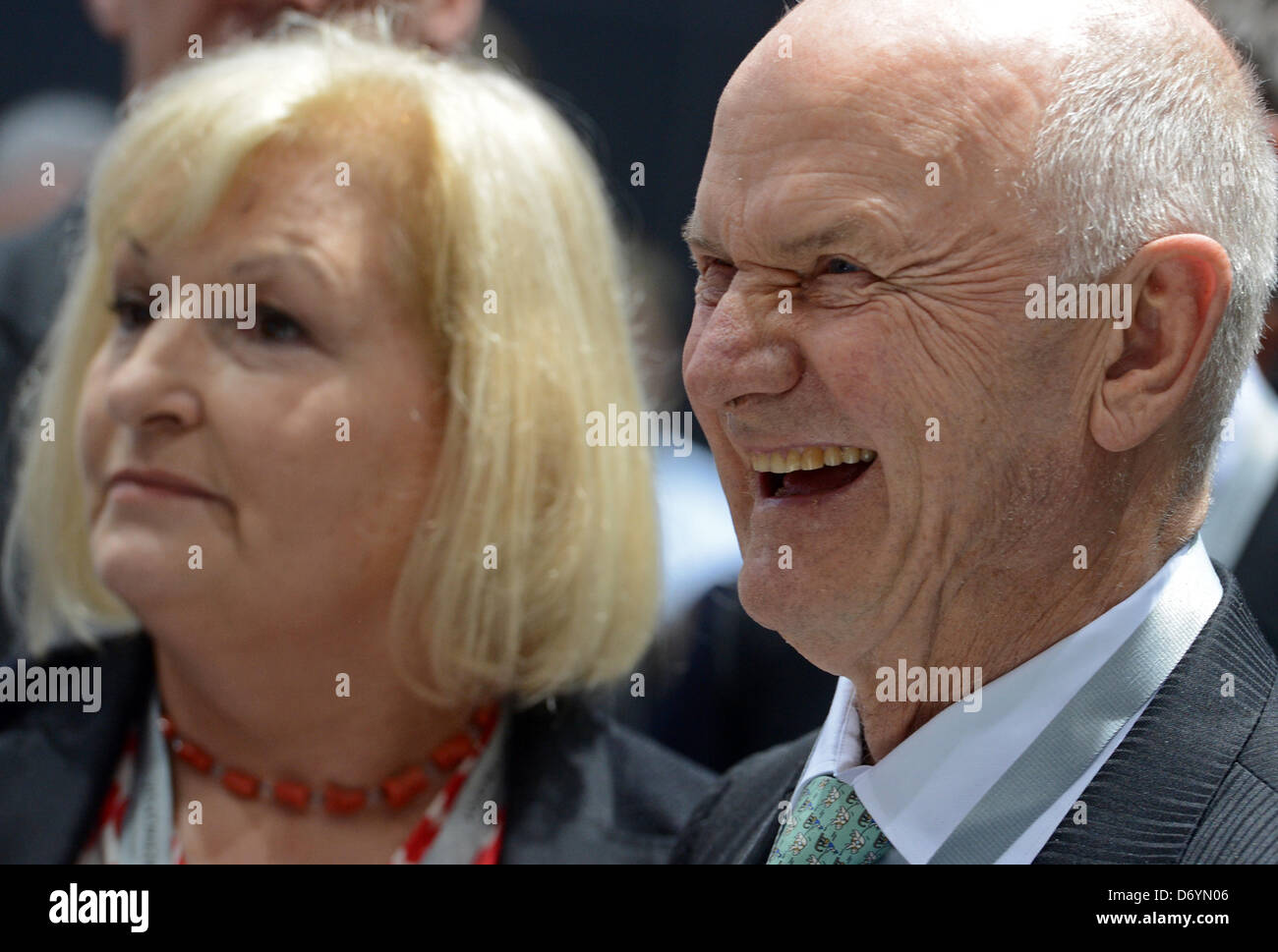 Volkswagen chairman of the supervisory board, Ferdinand Piech and his wife and supervisory board member Ursula Piech attend the VW general meeting in Hanover, Germany, 25 April 2013. Photo: JOCHEN LUEBKE Stock Photo
