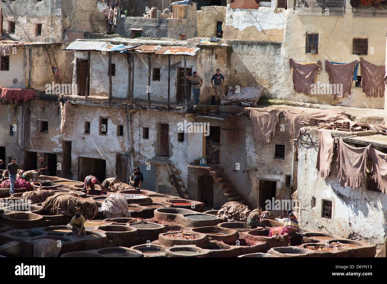 historic tannery in the old town of Fez, Marocco Stock Photo