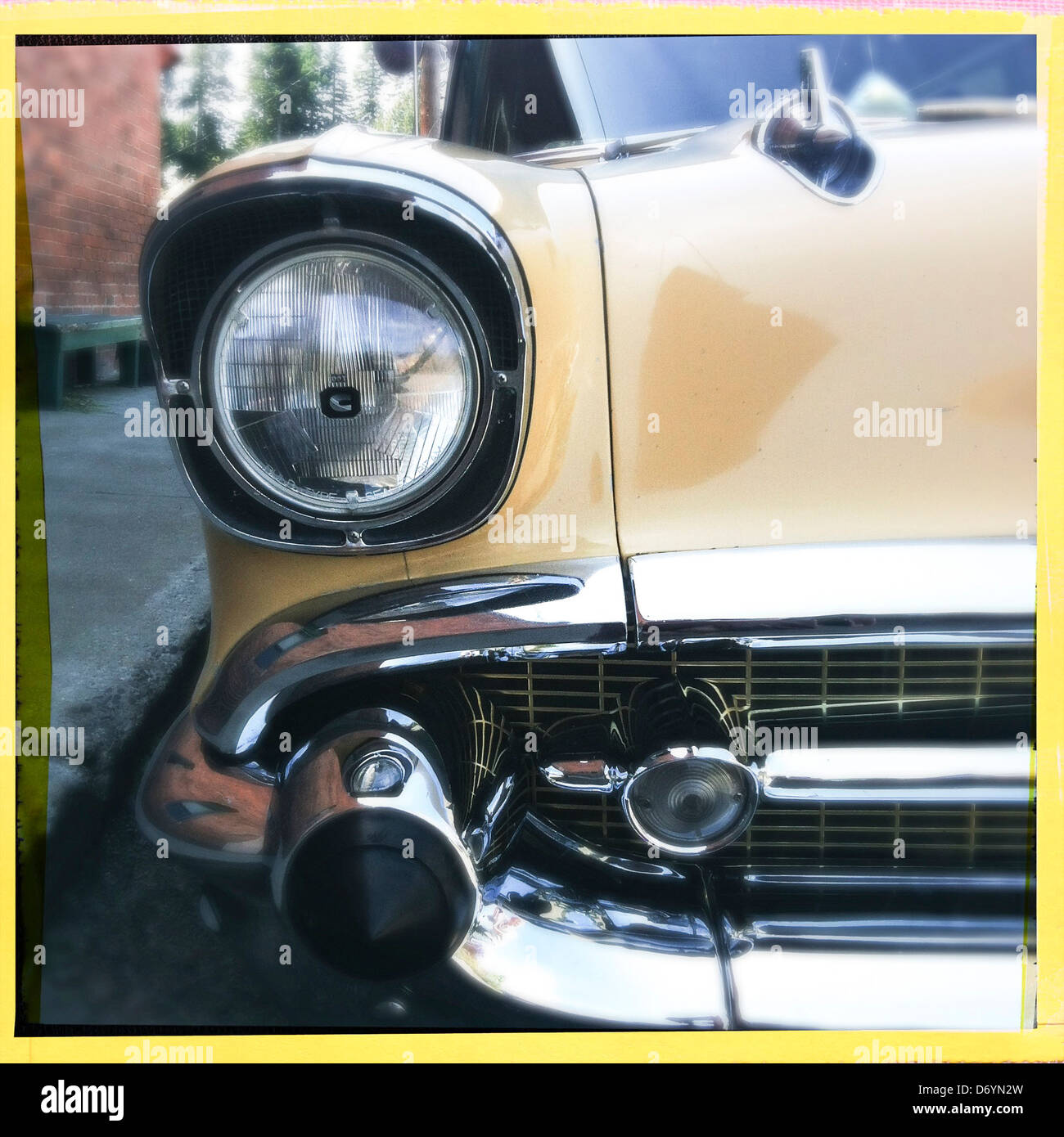 Close up of headlight of vintage car - Smartphone Captured Stock Image