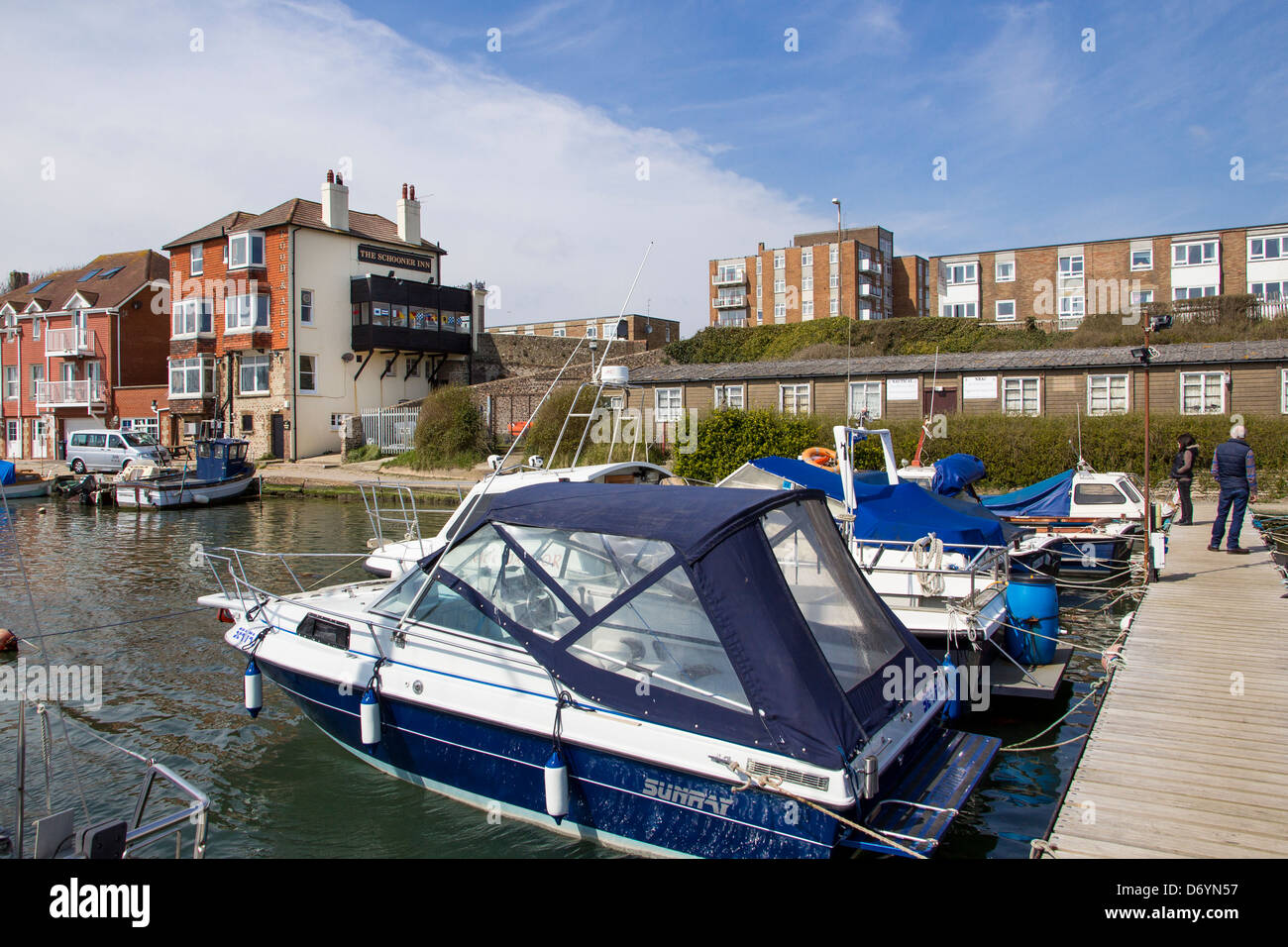 The Schooner Inn, overlooking a marina in Shoreham Harbour, Southwick