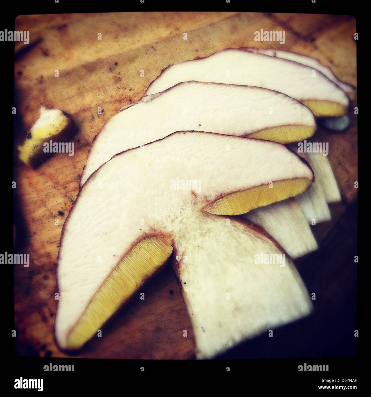 Close up of sliced mushrooms - Smartphone Captured Stock Image