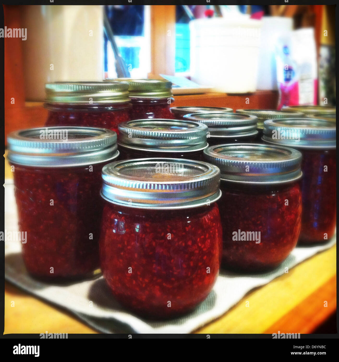 Jars of homemade jam - Smartphone Captured Stock Image