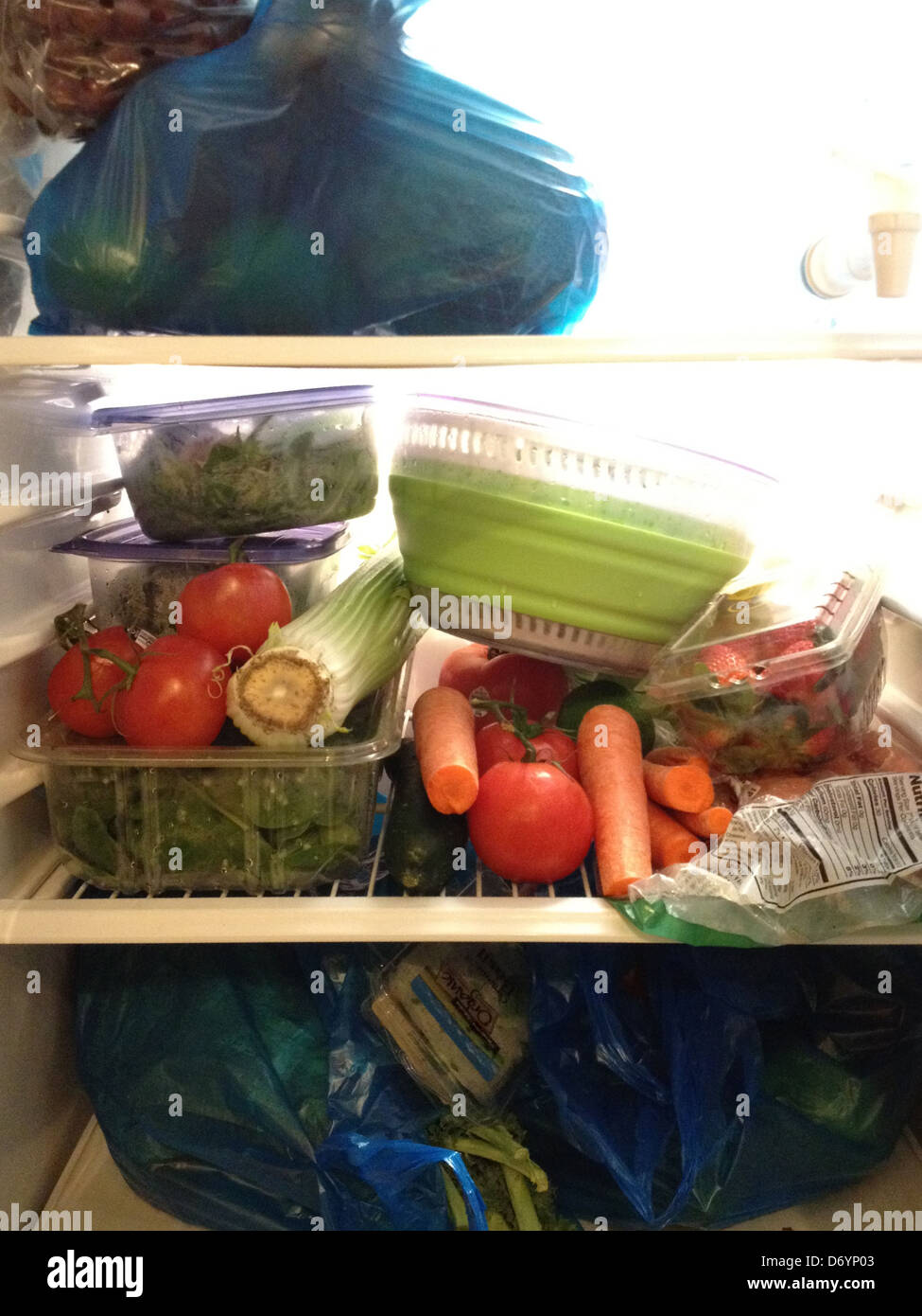 Fruits and vegetables in fridge - Smartphone Captured Stock Image