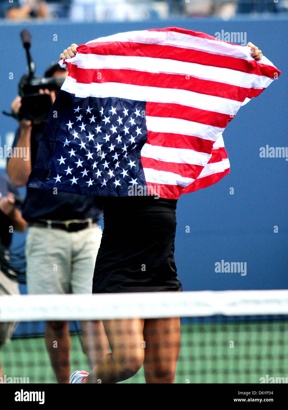 Irina Falconi, USA celebrates after winning her match against Dominika Cibulkova, Slovak, Wednesday August 31, 2011, on Day 3, Stock Photo