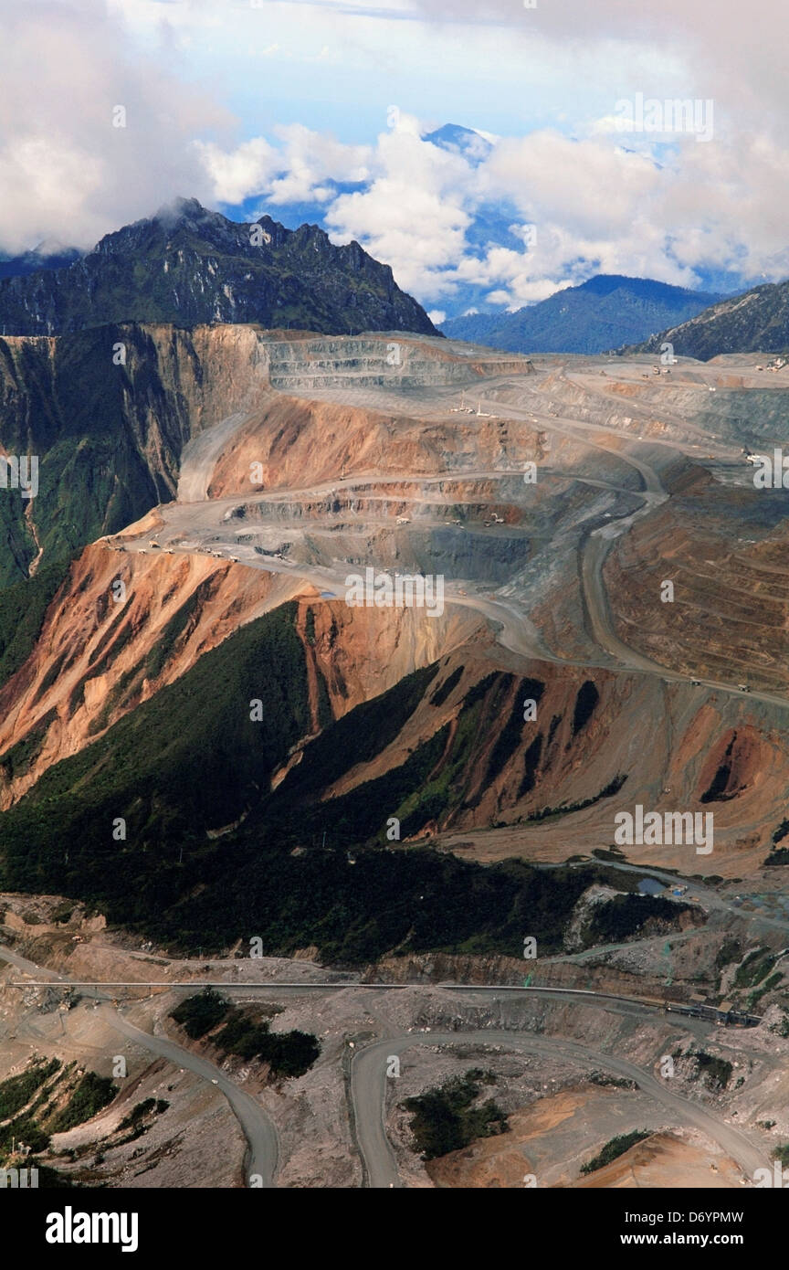 Copper and gold mine, Grasberg Mine, Irian Jaya, Indonesia Stock Photo