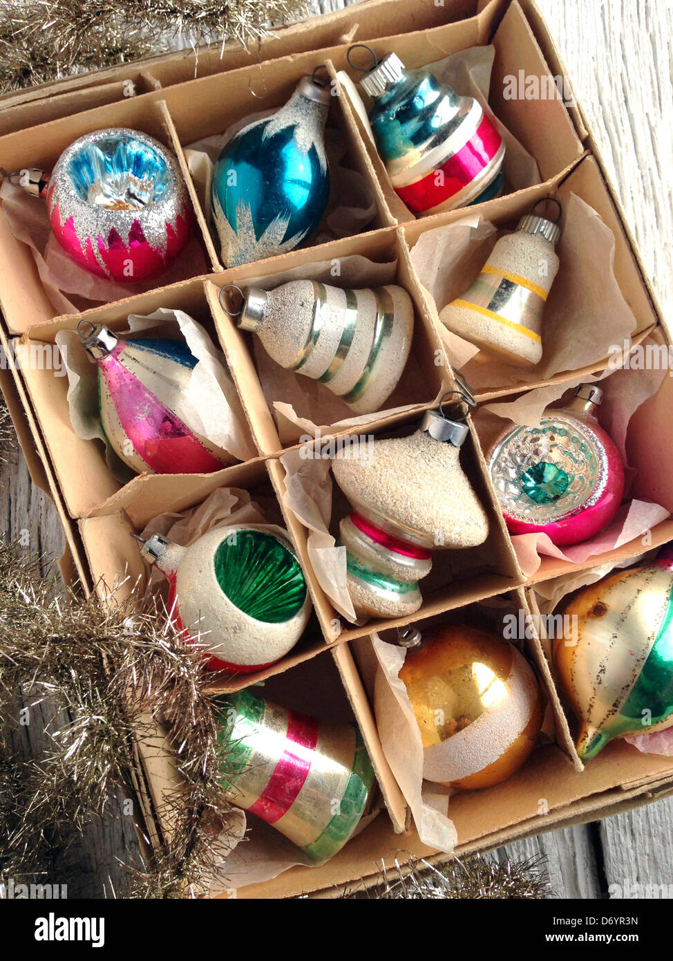 Box of Christmas ornaments - Smartphone Captured Stock Image