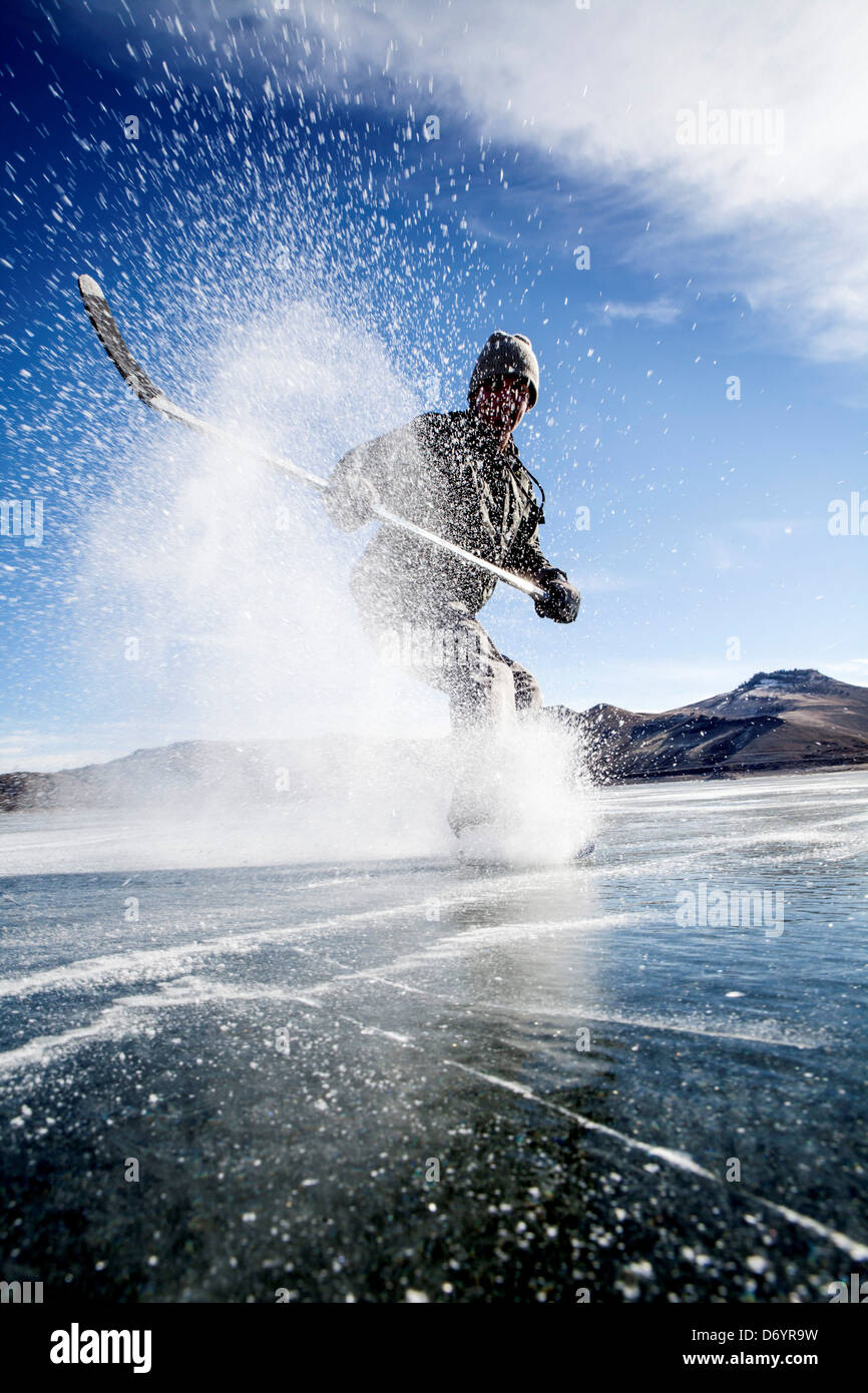 USA, Colorado, Blue Mesa Reservoir, Ice skating Stock Photo Alamy
