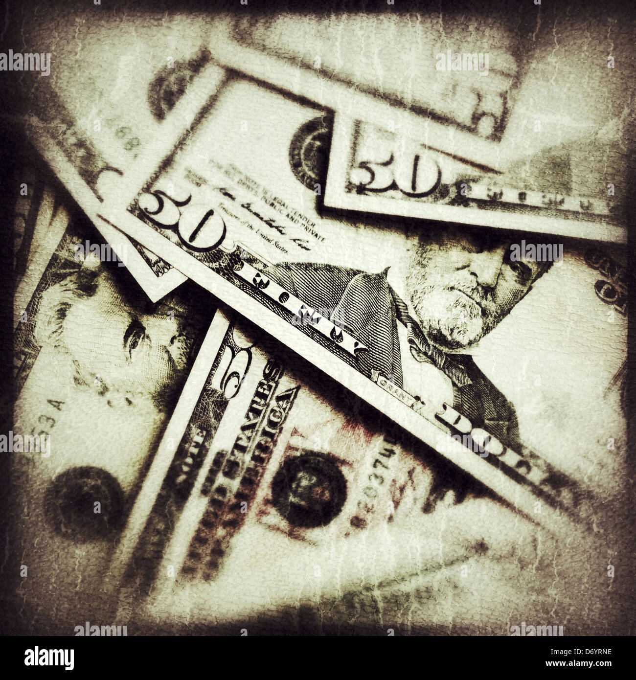 Pile of 50 dollar bills - Smartphone Captured Stock Image