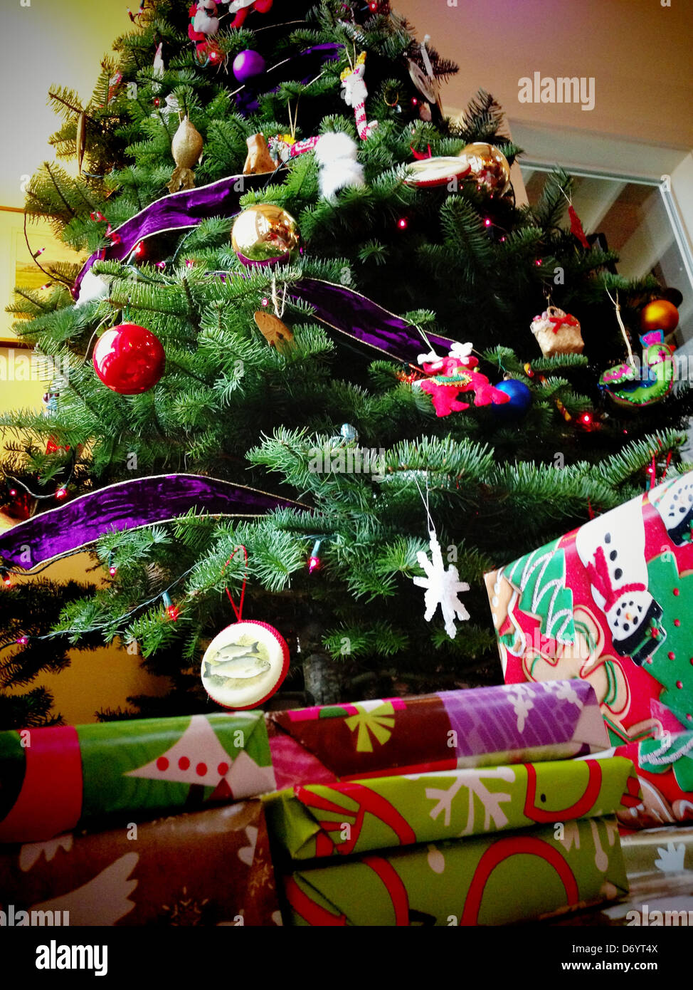 Presents under Christmas tree - Smartphone Captured Stock Image