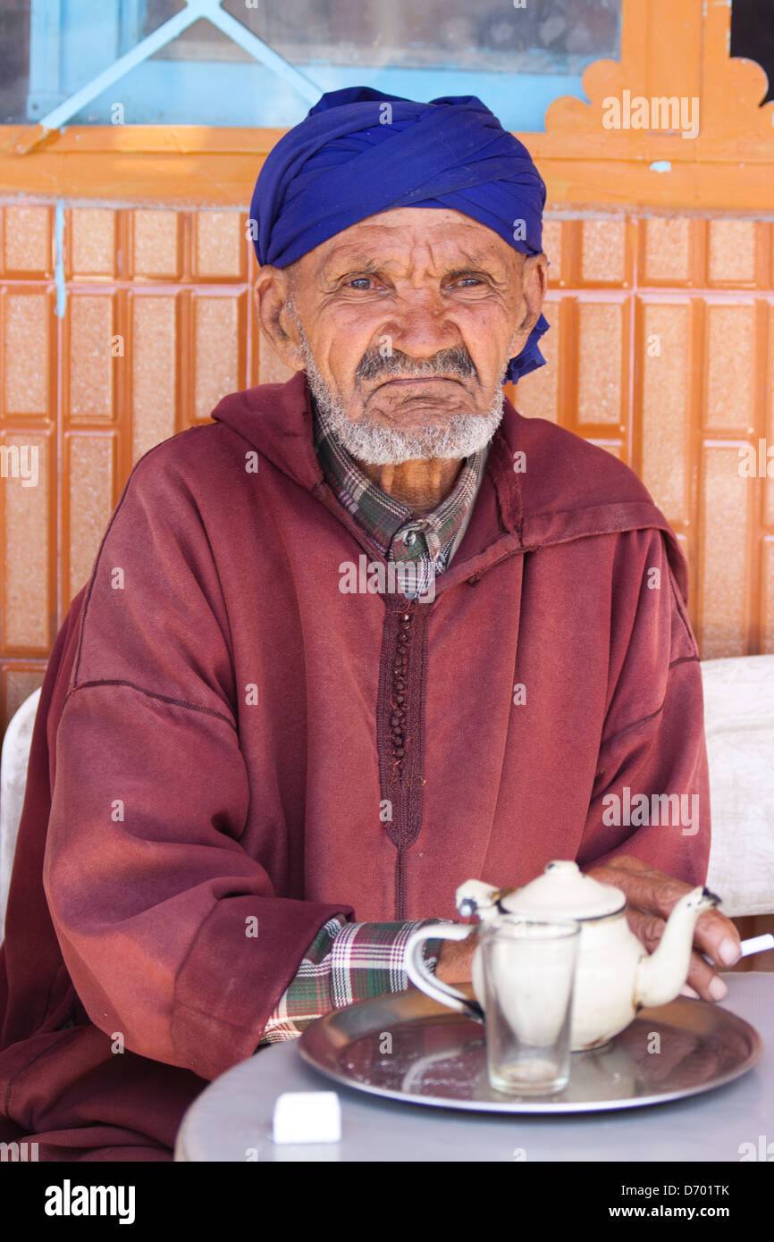 An old men taking tea Stock Photo