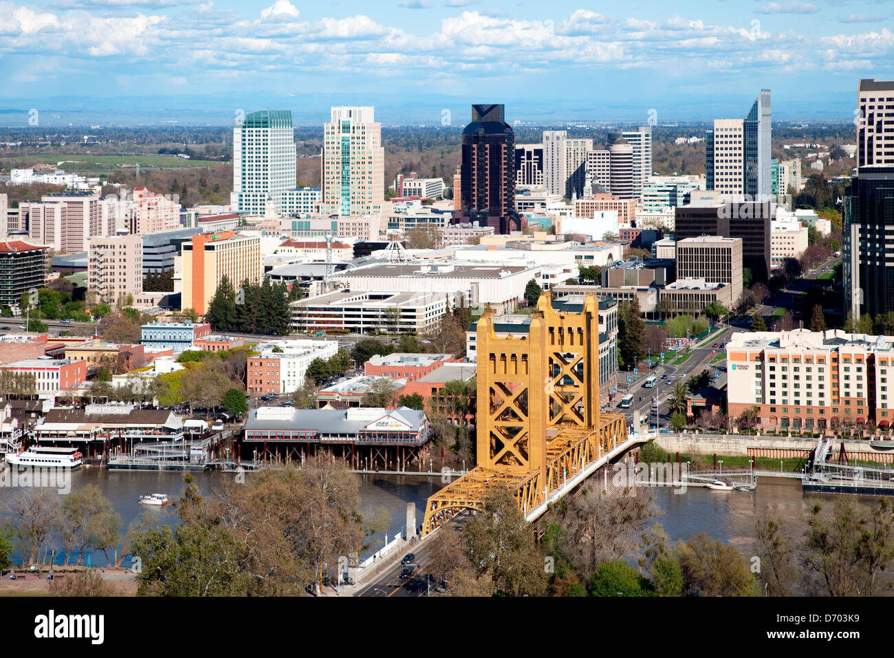 Aerial of Downtown Sacramento and the Tower Bridge Stock Photo - Alamy