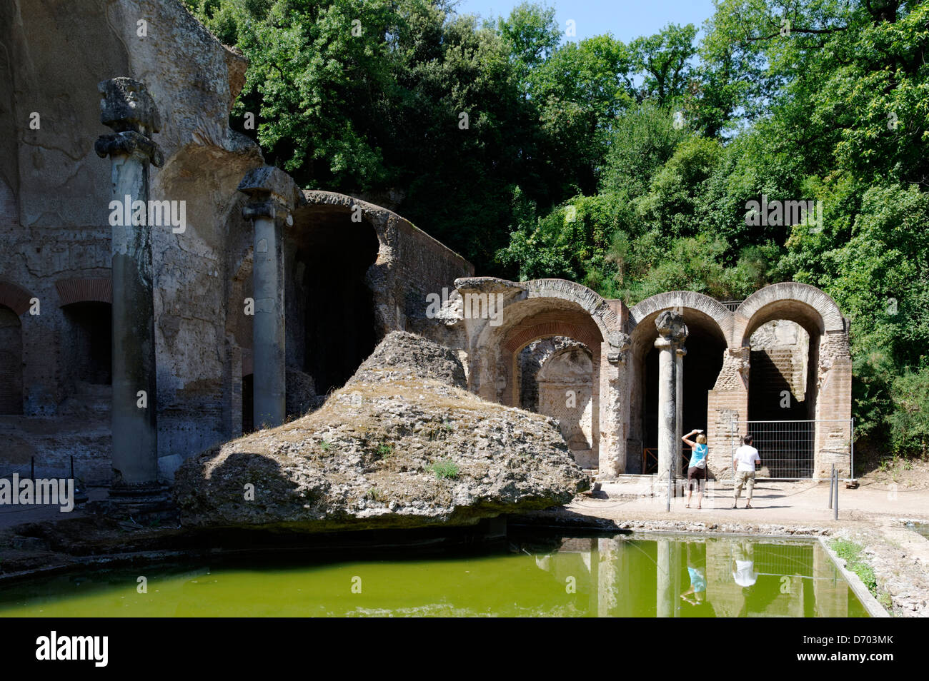 Villa Adriana. Tivoli. Italy. View at the Canopus south end of the basin that collected water from the Canopus fountains. In the Stock Photo