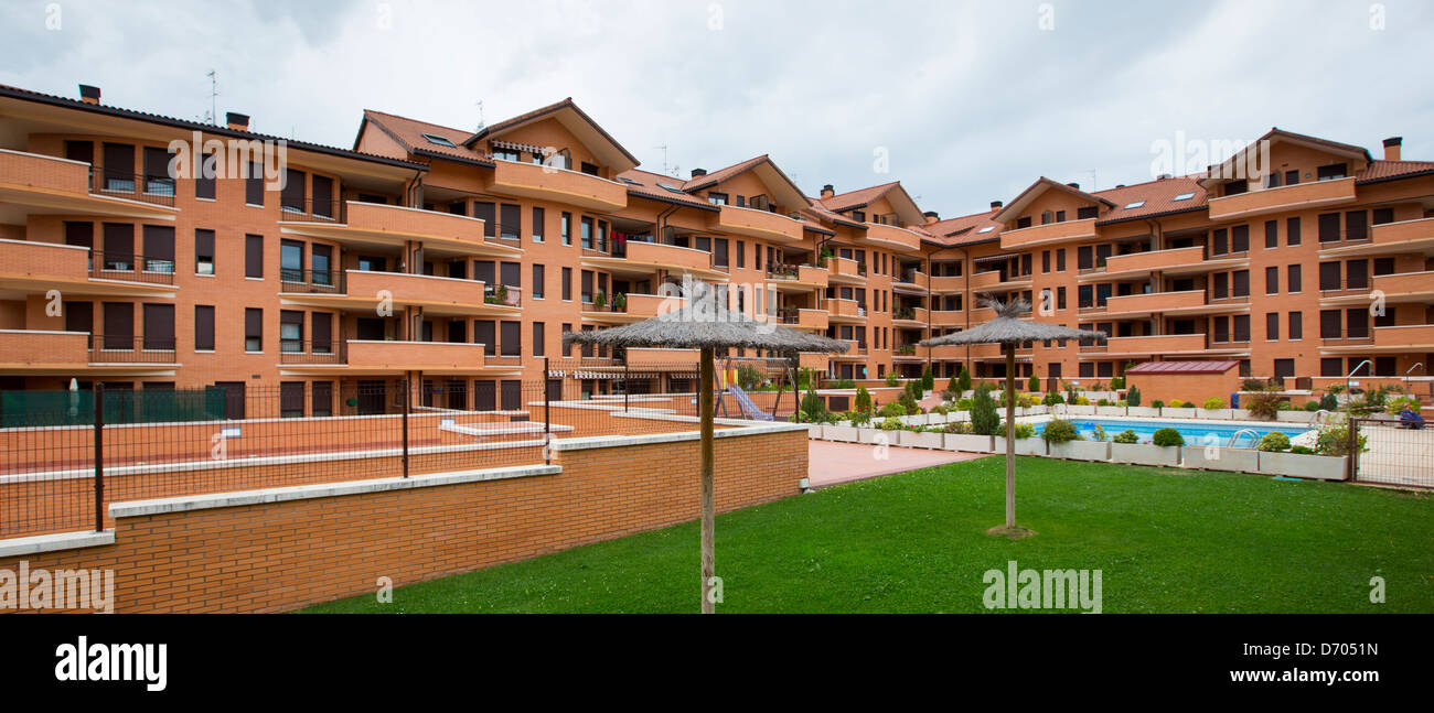 New housing development at Jaca, in province of Huesca, Northern Spain Stock Photo