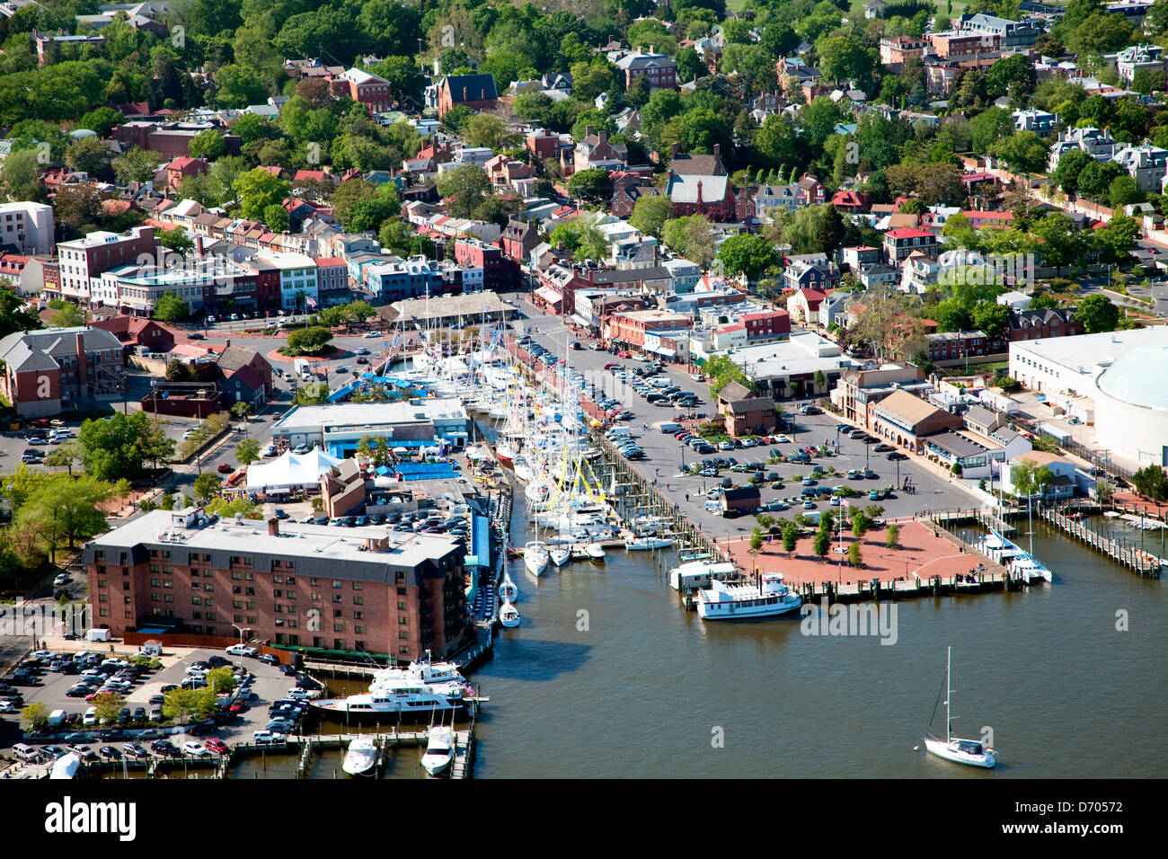 Above the City Dock at the Inner Harbor in downtown Annapolis, Maryland ...