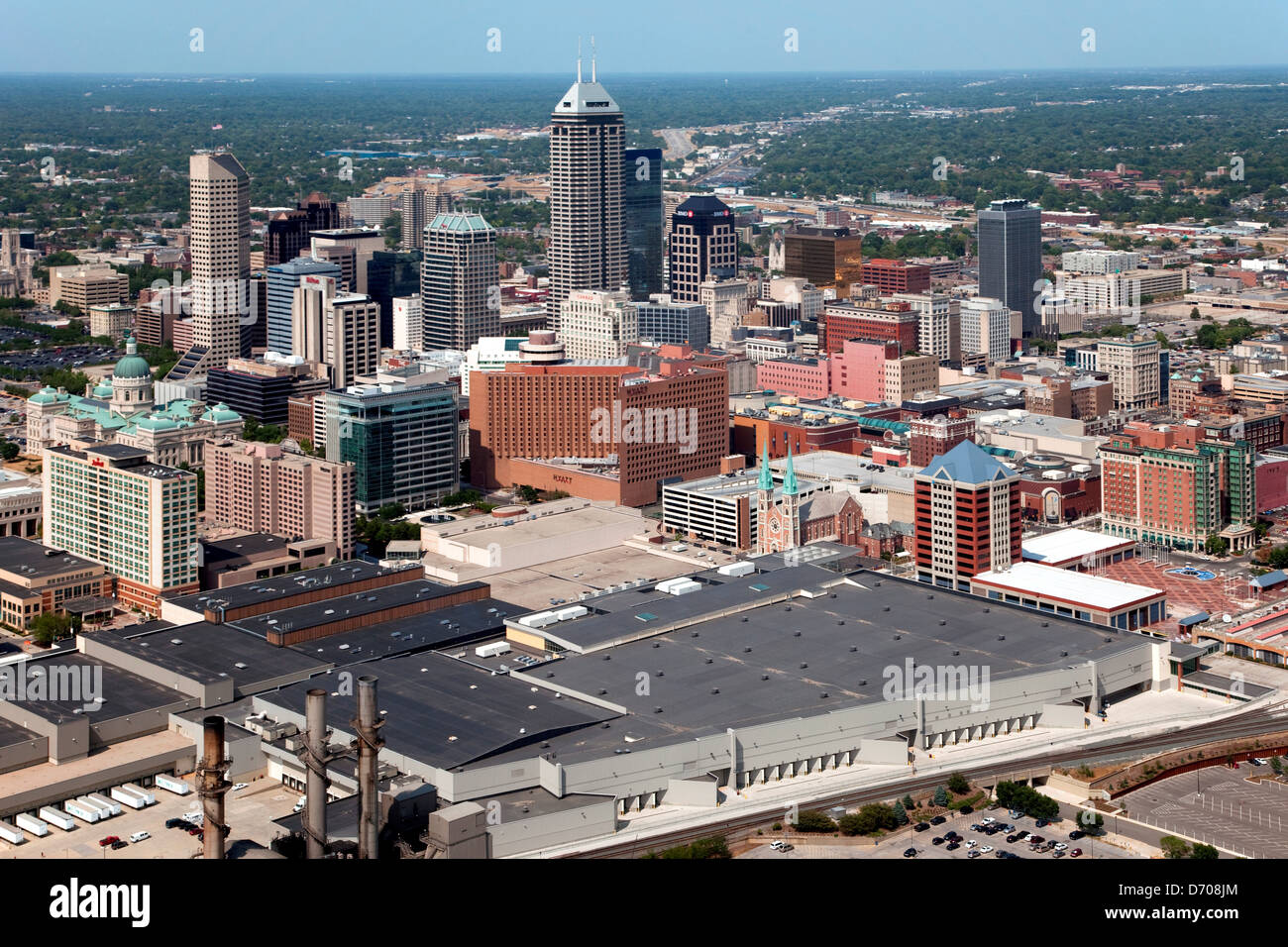 Aerial of Downtown Indianapolis, Indiana Stock Photo