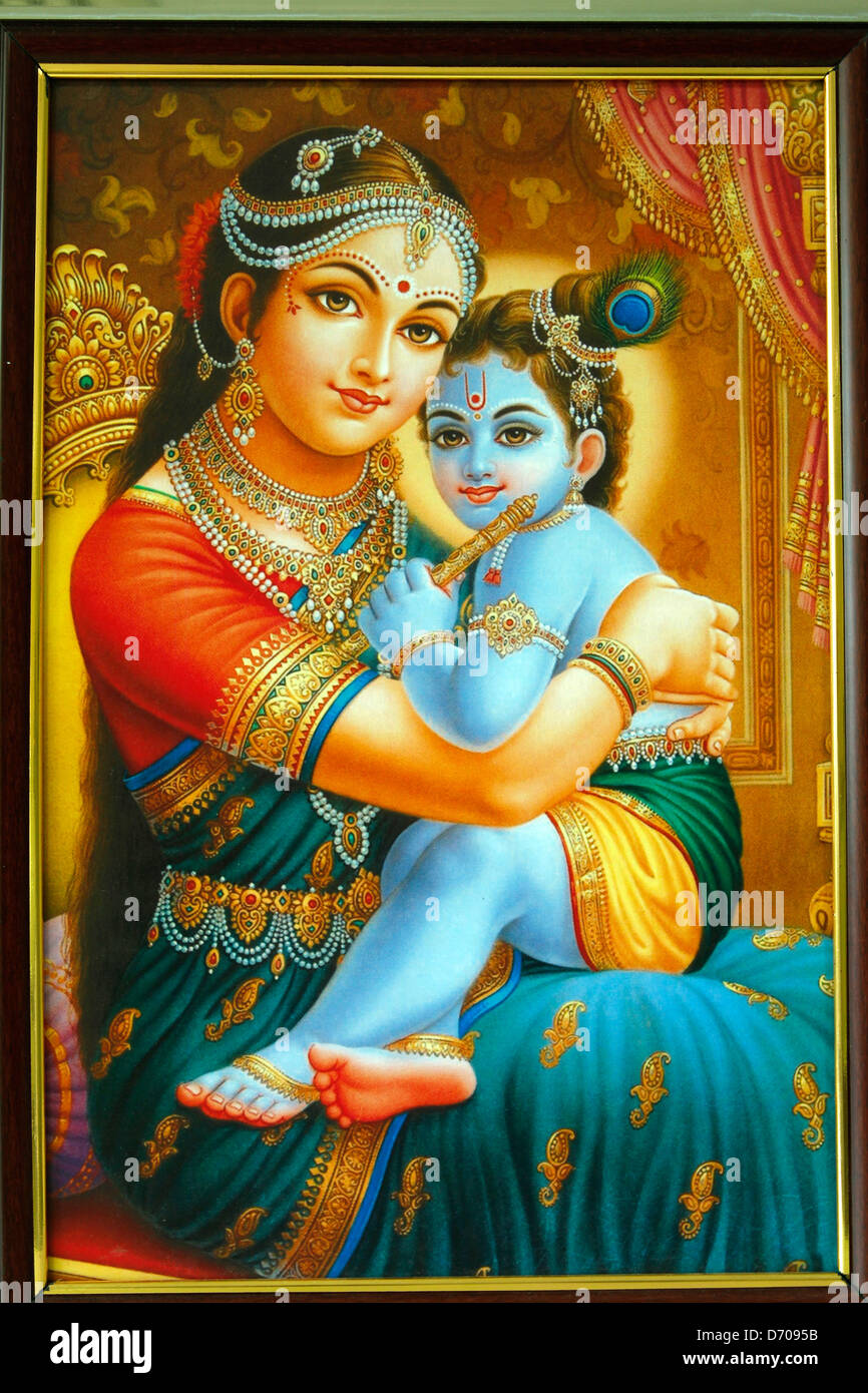 Madhubani Painting Baby Krishna With Mother Yashoda Madhubani Painting Baby Krishna With Mother Yashoda