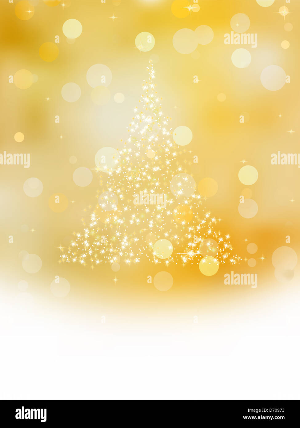 Christmas tree illustration on golden background Stock Photo - Alamy