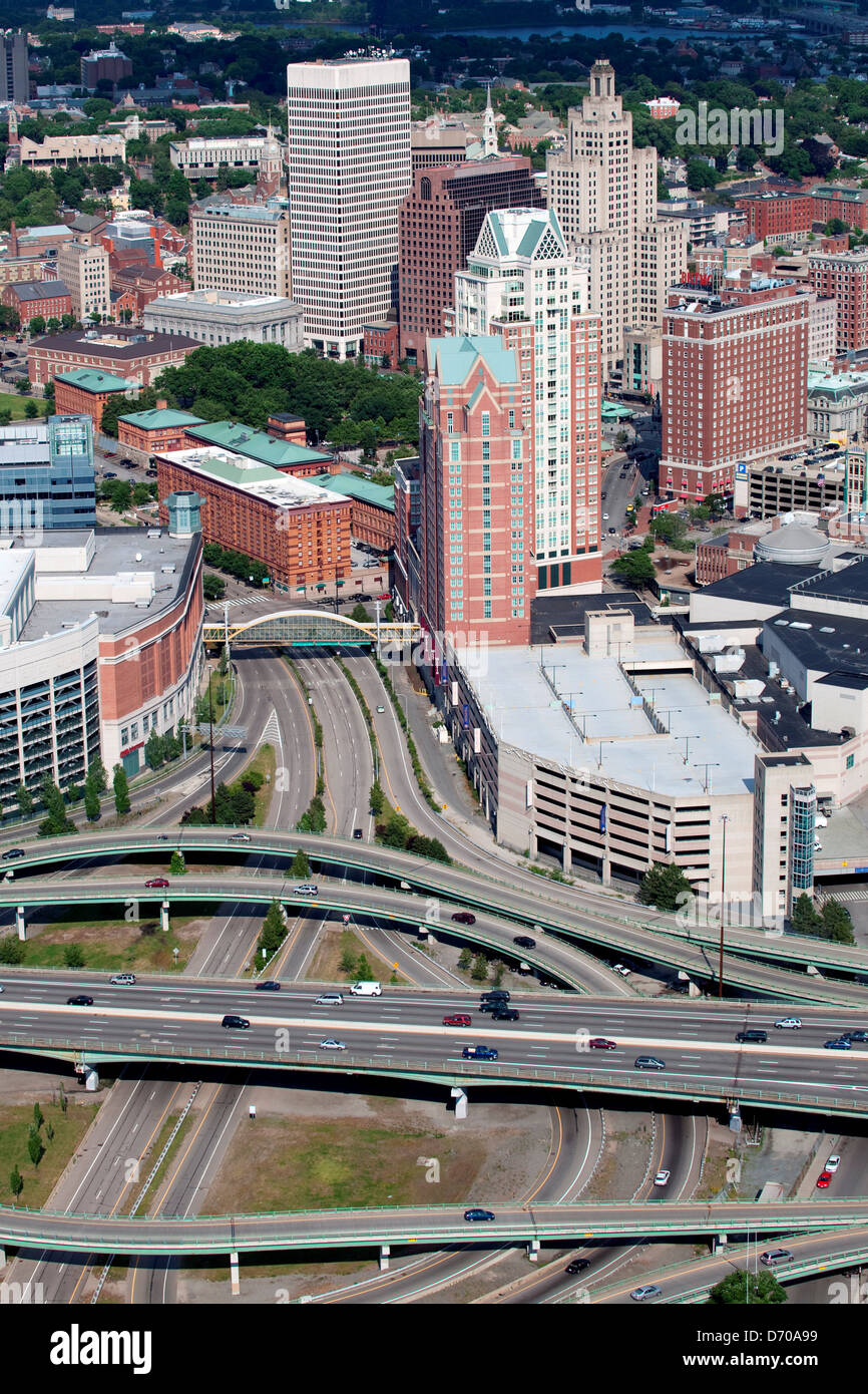 Downtown Providence, Rhode Island from over I-95 Stock Photo