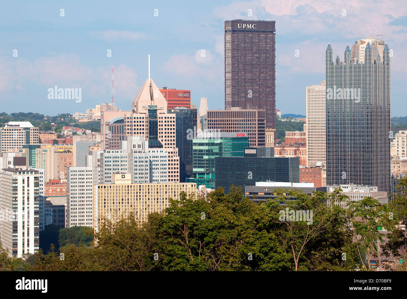 USA, Pennsylvania, Pittsburgh, Downtown Skyline Stock Photo
