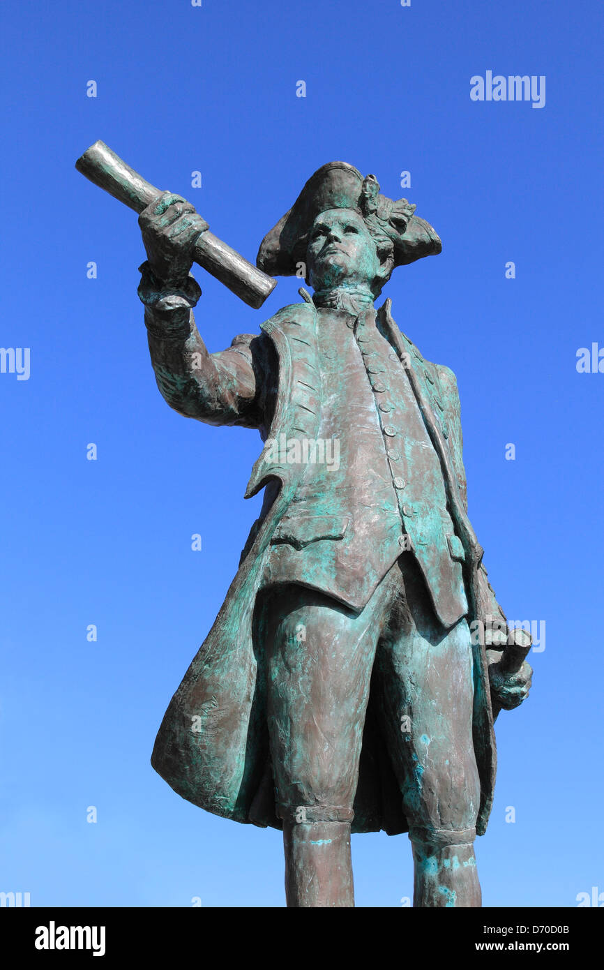 Kings Lynn, Norfolk, Captain George Vancouver Statue, British English naval explorer, explorers, Purfleet Quay, England UK Stock Photo
