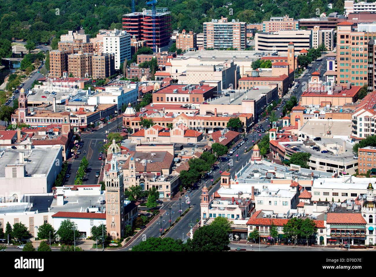 USA, Missouri, Kansas City, Aerial view of Country Club Plaza shopping  district Stock Photo - Alamy