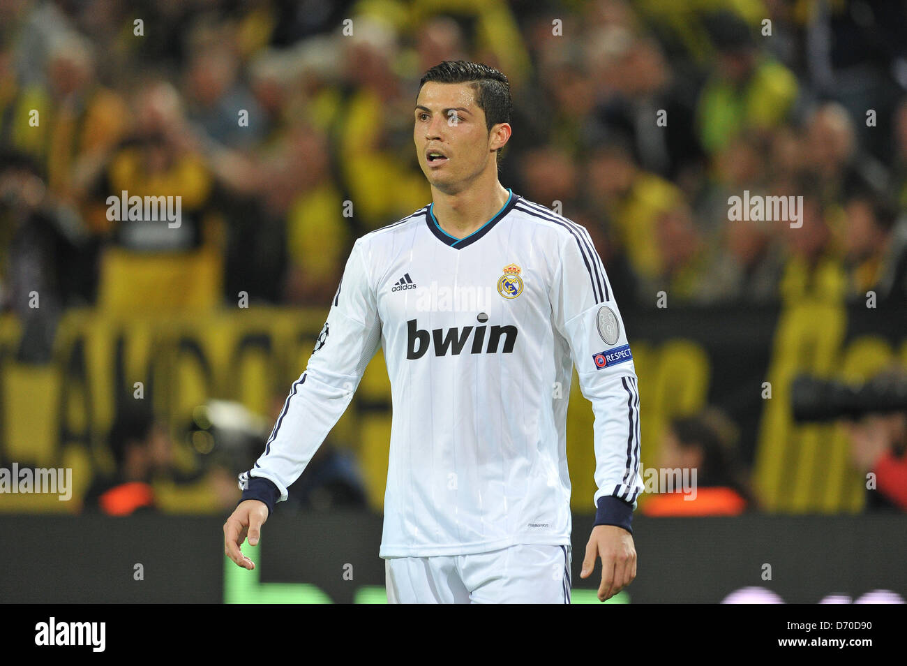 Dortmund Germany 24 April 13 Madrid S Cristiano Ronaldo Stands During The Uefa Champions League Semi Final First Leg Soccer Match Between Borussia Dortmund And Real Madrid At Bvb Stadium Dortmund In Dortmund Germany