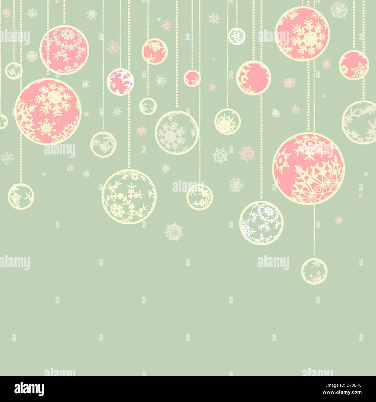 Retro christmas template with ball and snowflakes for vintage card design Stock Photo