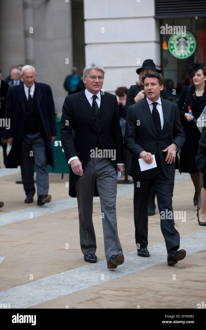 Sebastian Newbold Coe, Baron Coe, CH, KBE,right,with Andrew John Bower Mitchell, Conservative MP for Sutton Coldfield in London Stock Photo