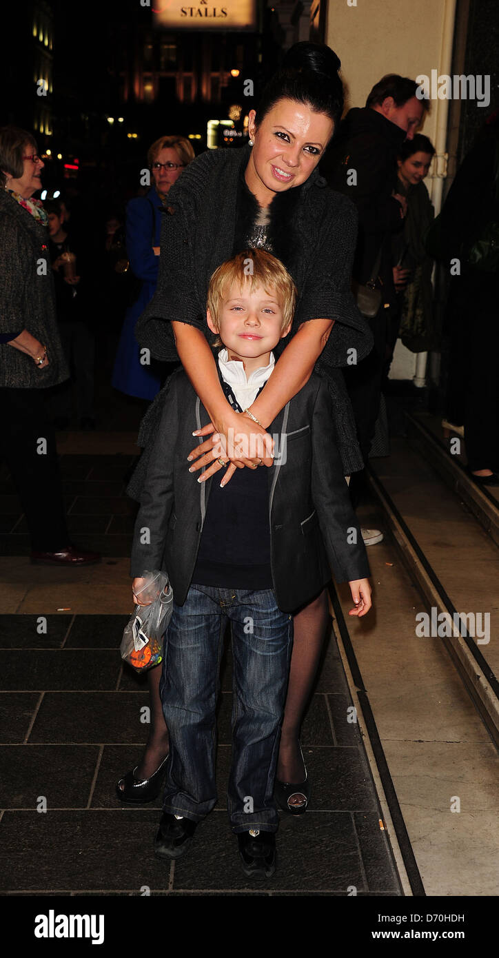 Karen Hardy and son attending the The Wizard of Oz - media night at the London Palladium, London, England - 01.03.12 Stock Photo